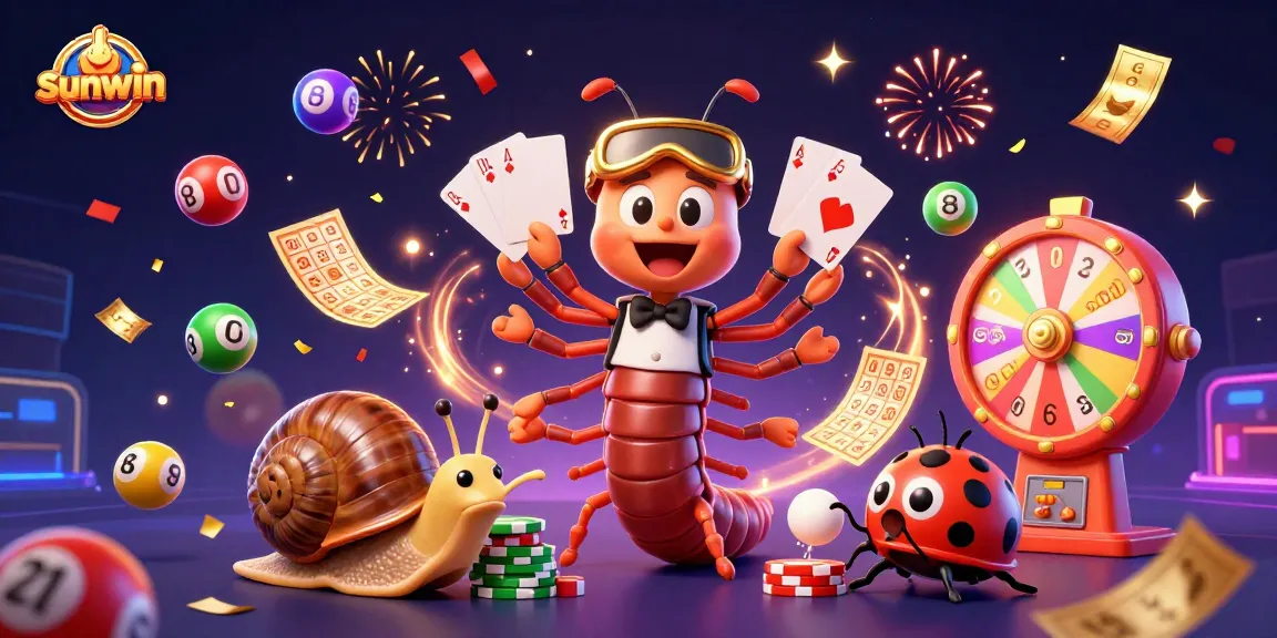 Engage in exciting gameplay at sunwin, featuring a vibrant scene with a millipede dealer and colorful lottery elements.