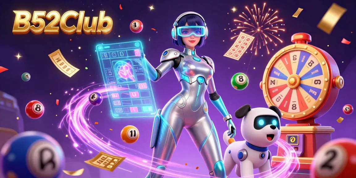 B52Club offers thrilling gaming experiences with a stunning digital casino scene showing dynamic gameplay elements.