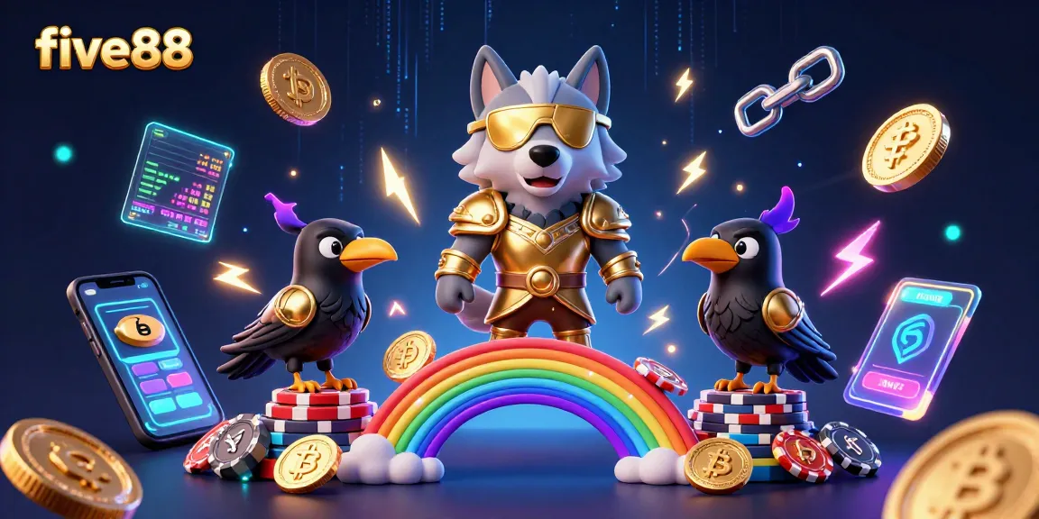 Experience five88's thrilling features with Odin and ravens amidst vibrant casino elements.