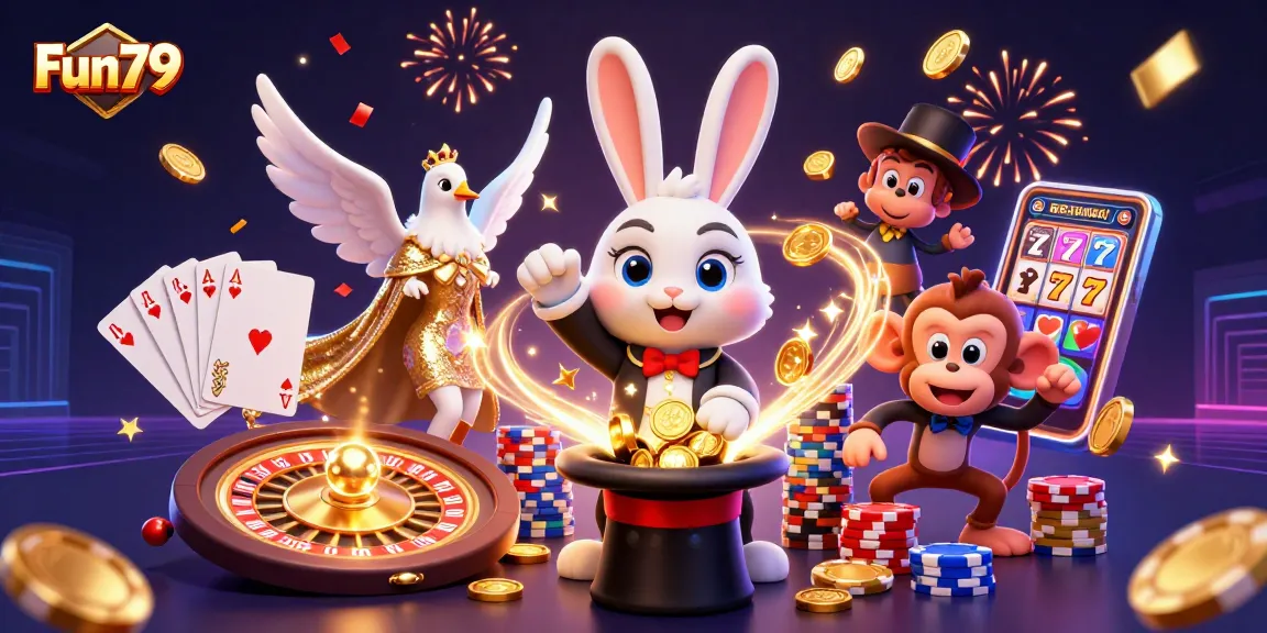 Join Fun79's thrilling gaming adventure with magical characters and sparkling casino games.