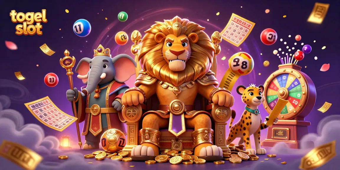 Engage in thrilling togel slot action with a majestic lion king and dynamic gaming elements.