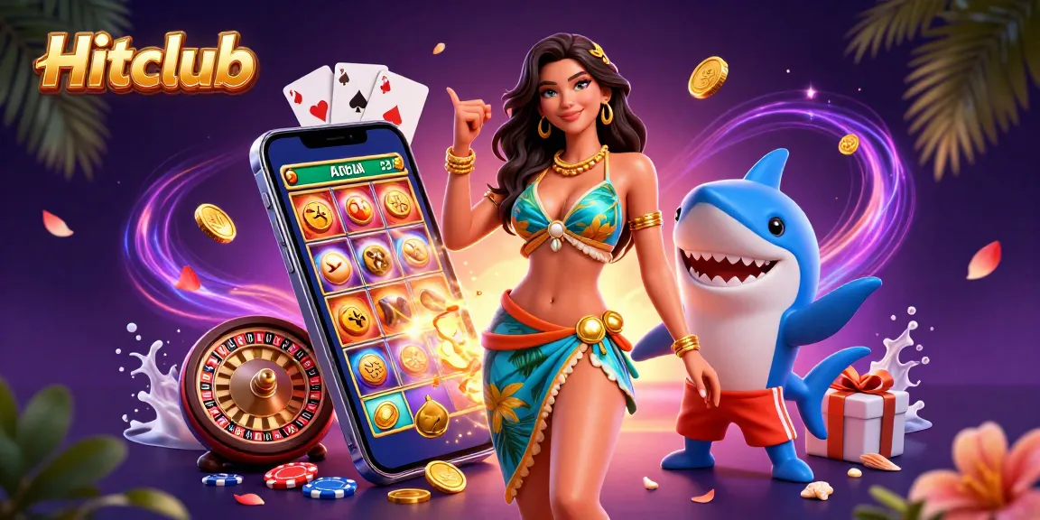 Hitclub game strategies come alive with vibrant casino-themed 3D illustration.