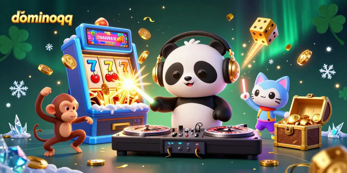 Spin and win in dominoqq with vibrant 3D illustrations of casino action and excitement.