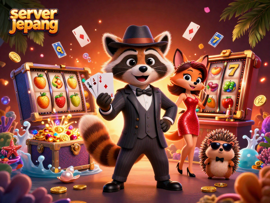Experience exciting gameplay at server jepang with lively slot reels and vibrant casino elements.