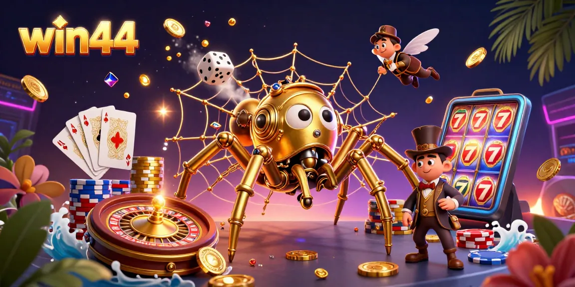 win44 features a dramatic scene of luck and chance with steampunk elements in an exciting casino setting