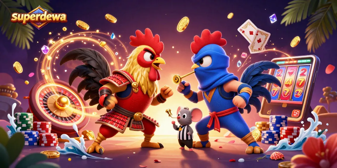 Superdewa menawarkan pengalaman bermain dengan rooster petarung dan koin emas yang bertebaran.