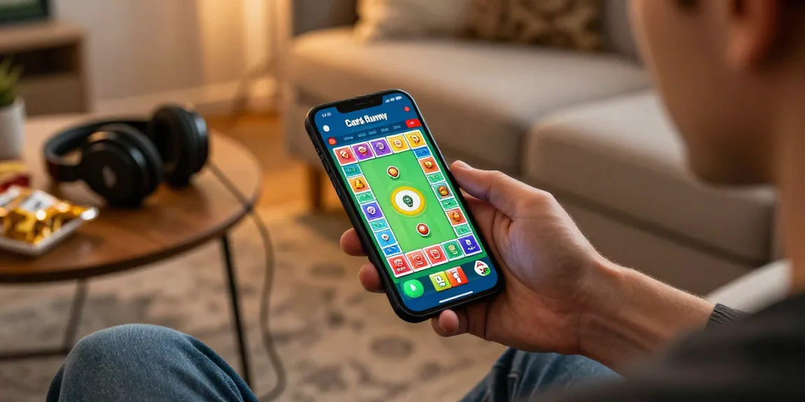 Start playing Card Rummy on mobile in a cozy home setting with vibrant game graphics.