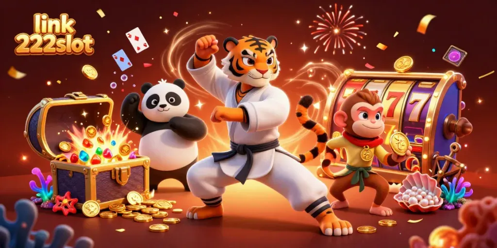 Pemain slot mengaktifkan keberuntungan di link 222slot dengan simbol kemenangan berkilauan.