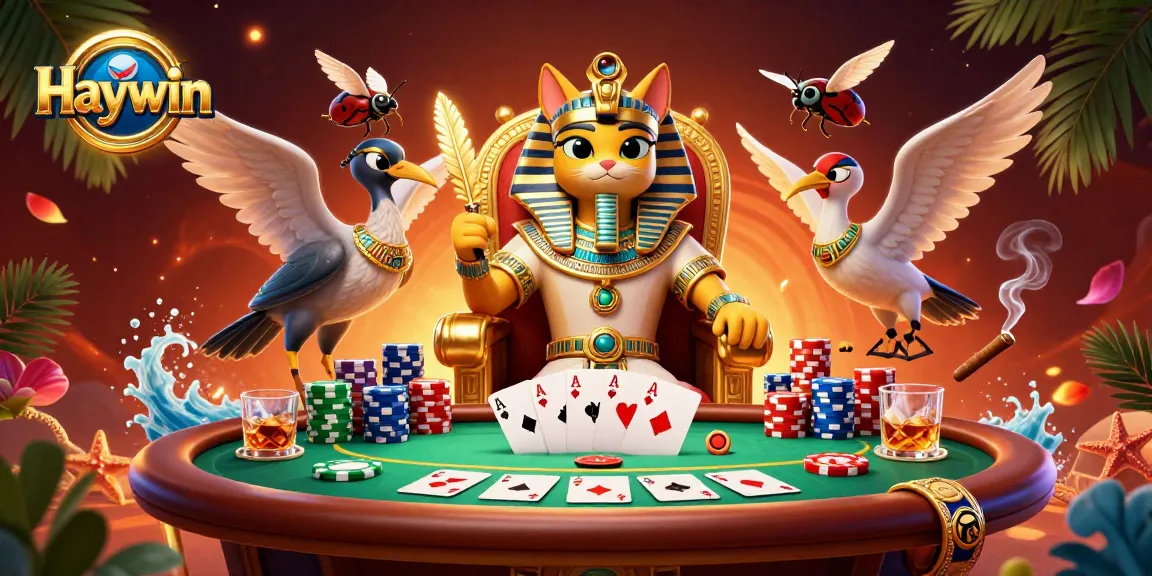 Experience Haywin casino thrills with an Egyptian theme, showcasing poker and vibrant gaming elements.