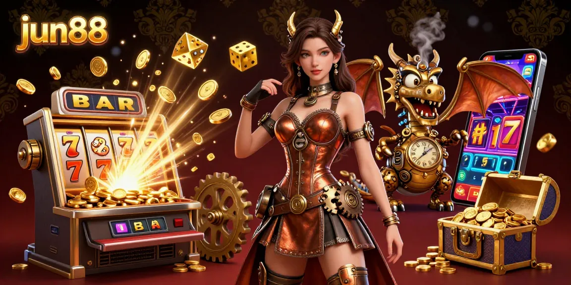 Engage with exciting gaming experiences at jun88, showcasing vibrant slot machines and dynamic casino scenes.