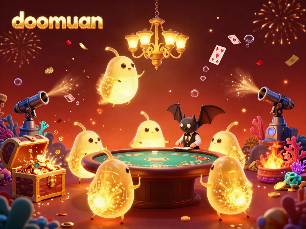 Dive into the excitement of doomuan's casino realm with a vibrant 3D glowworm team lighting up the scene.