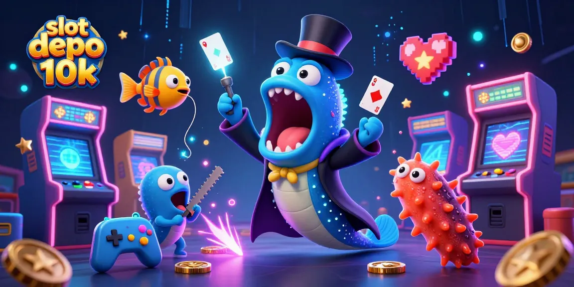 Engage with the thrilling world of slot depo 10k through vibrant characters and rich casino-themed visuals.
