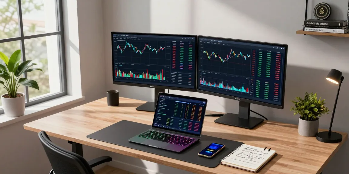 Playexch247 cryptocurrency trading setup with live charts and digital wallets, showcasing advanced trading tools and professional ambiance.