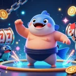 Engage with situs toto 5000 in this colorful underwater gambling scene featuring a fugu and slot machines.