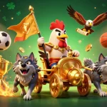 Engage with 88XX as a cartoon rooster warlord leads an exciting gambling scene.