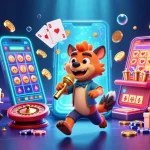 Memenangkan slot jackpot dengan hyena lucu dalam ilustrasi kasino