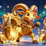 Experience the excitement of slot online 4D with dynamic gaming elements in a vibrant 3D illustration.