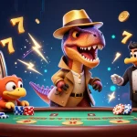 Engage with the thrilling bonus new member offer at a lively casino featuring animated characters.