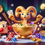 sv368 players cashing in with 3D cartoon characters in a vibrant casino themed scene