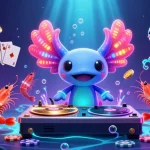 Experience the thrill of slot depo 5k as colorful characters celebrate winning spins amidst vibrant casino elements.