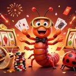Experience the thrill of the Free No Deposit Bonus with colorful casino characters featuring a millipede dealer and vibrant game elements.