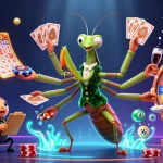 Experience the excitement of hi88 with a vibrant 3D illustration featuring dynamic gambling elements and characters.