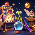 Win big with zeus slot as a mystical mantis fortune teller reveals jackpot secrets amidst a treasure explosion.