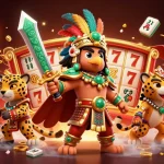 M3 Bet presents a vibrant 3D casino scene featuring an Aztec warrior and dynamic game elements for players.