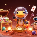 Play slots and win at slot777 in a vibrant, fantastical Martian casino scene