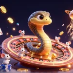 Go88 cosmic dealer illustration features a Saturn ring snake with astronaut mice betting in a vibrant casino scene.
