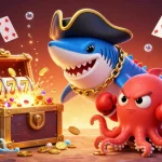 Engage with BTY0991's exciting slots through vibrant visuals of a pirate captain and playful sea creatures.