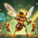 Engage with jackpotjill's dynamic casino scene featuring vibrant characters, cryptocurrency, and slot elements.